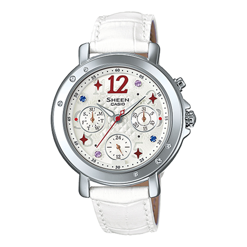 CASIO SHEEN Series Quartz Watch Leather Strap 5 0 Meter Waterproof SHE-3033GL-7A2 SHE-3033L-7A2