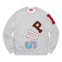Supreme Big Logo Arc Crewneck Sweater 'Grey Blue Red' SUP-FW20-017
