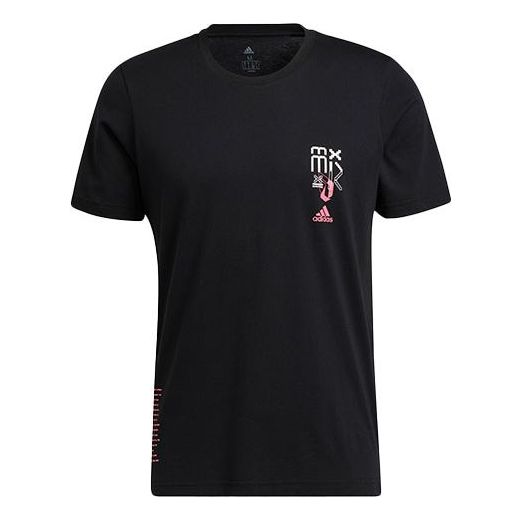 Men's adidas Alphabet Printing Round Neck Short Sleeve Black T-Shirt GU2708