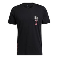 Men's adidas Alphabet Printing Round Neck Short Sleeve Black T-Shirt GU2708