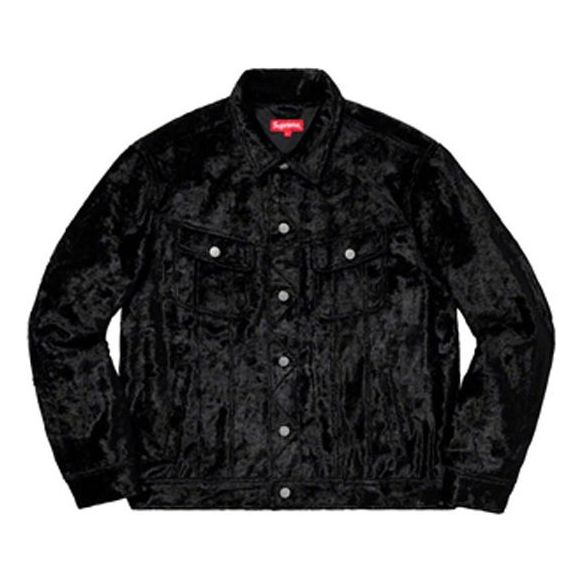 Supreme SS19 Fuzzy Pile Trucker Jacket Black SUP-SS19-166