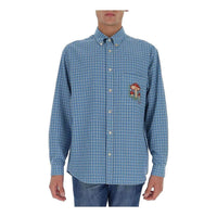 Gucci Mushroom Embroidery Check Shirt 'Blue' 628336-ZAFK2-4531