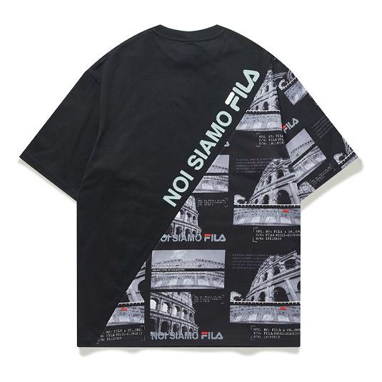 FILA FUSION Large Subject Printing Short Sleeve Black T11M021107F-BK