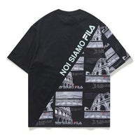 FILA FUSION Large Subject Printing Short Sleeve Black T11M021107F-BK