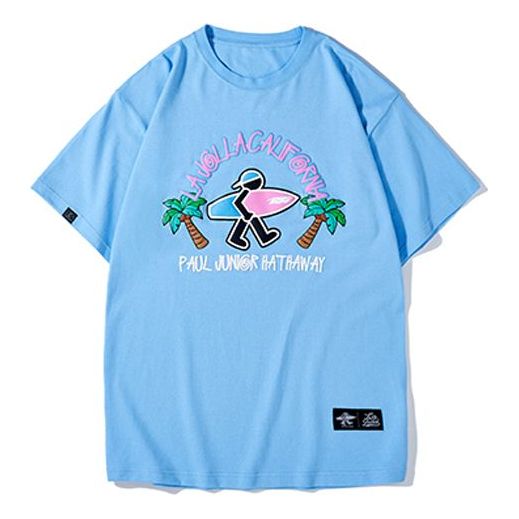 PJs Vigor Multi-Color Pattern Printing Short Sleeve Unisex Blue 20SSTS10314-P