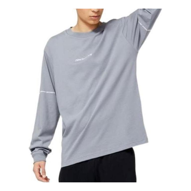 New Balance Essentials Graphic Long Sleeve T-shirt Asia Sizing 'Grey' MT23518-GNM