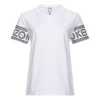 KENZO Cuff Logo Pattern Round Neck Short Sleeve White T-Shirt F002TS793985-01