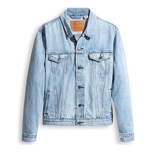 Men's Levis Solid Color lapel Casual Denim Jacket Blue 72334-0580