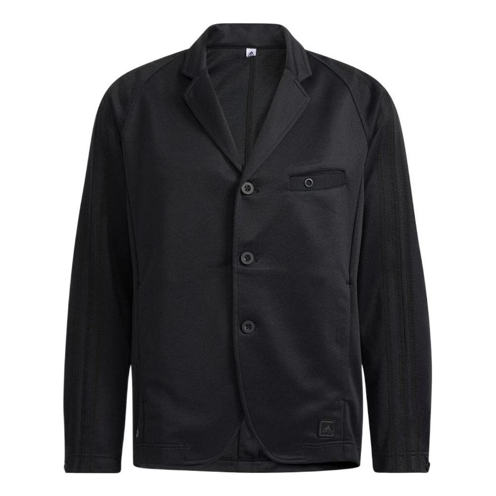 Men's adidas Solid Color Long Sleeves Jacket Black H64626