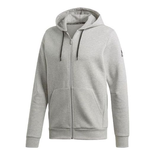 Men's adidas Zipper Hooded Track Jacket Gray DX7658