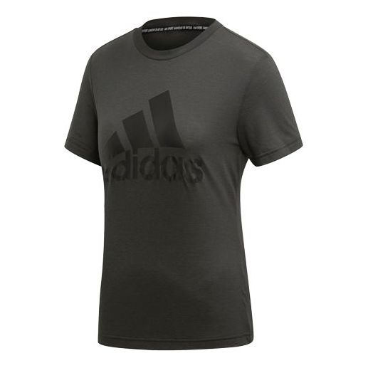 (WMNS) adidas Logo Alphabet Printing Sports Short Sleeve Gray DY7738