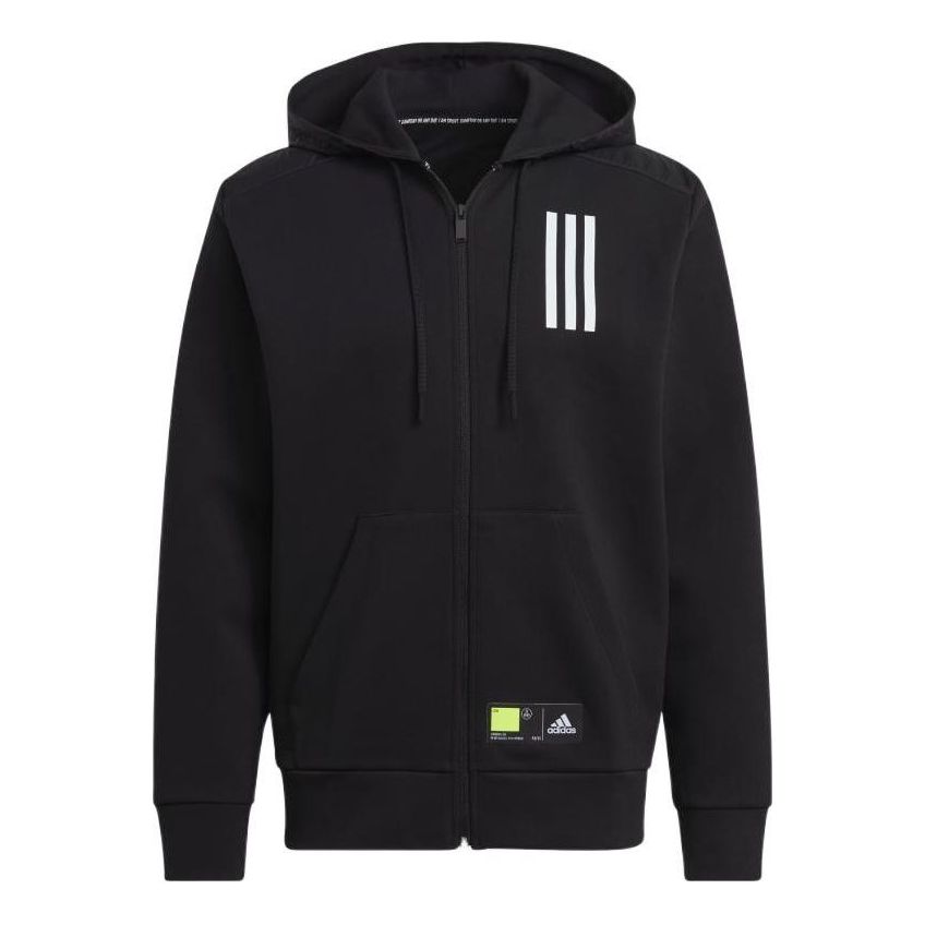 adidas Sportswear Training Gym Knit Breathable Sports Hooded Jacket Black GM5783