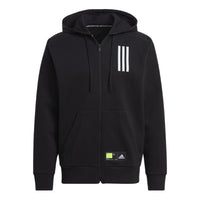 adidas Sportswear Training Gym Knit Breathable Sports Hooded Jacket Black GM5783