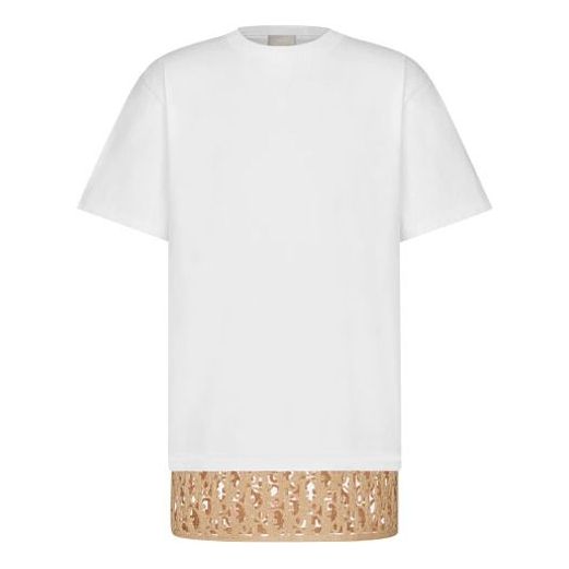 Men's DIOR SS21 Pattern Loose Round Neck Short Sleeve White 183J651A0554-C081