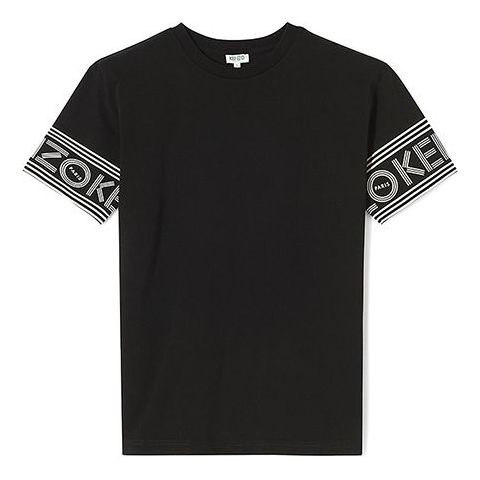 Men's KENZO Cotton Printing logo Short Sleeve Black 5TS0434BD-99