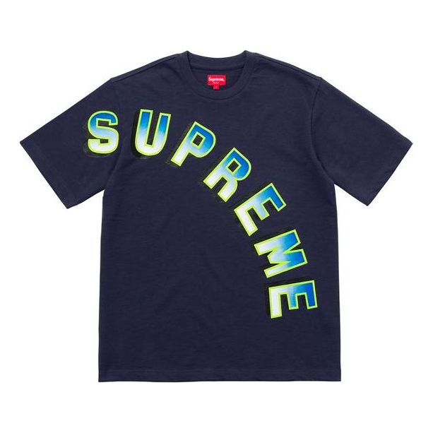 Supreme SS18 Gradient Arc Top Tee Navy Logo Tee SUP-SS18-292