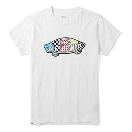 (WMNS) Vans Skateboard Multi-Color Logo Printing Short Sleeve White VN0A3ZOBWHT