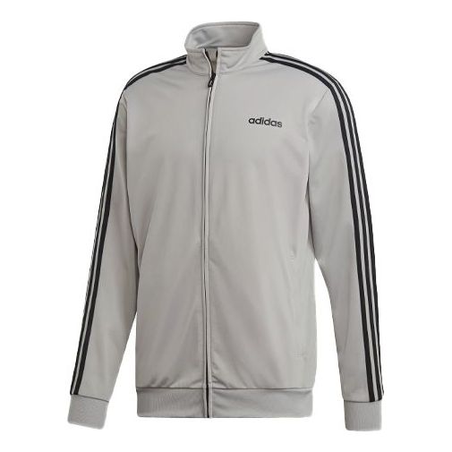 adidas Stand Collar Stripe Windproof Sports Jacket Sports Jacket Gray DU0451