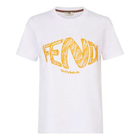 FENDI FW21 Fish-Eye Pattern Printing Round Neck Short Sleeve White FS7254AG80F0ZNM