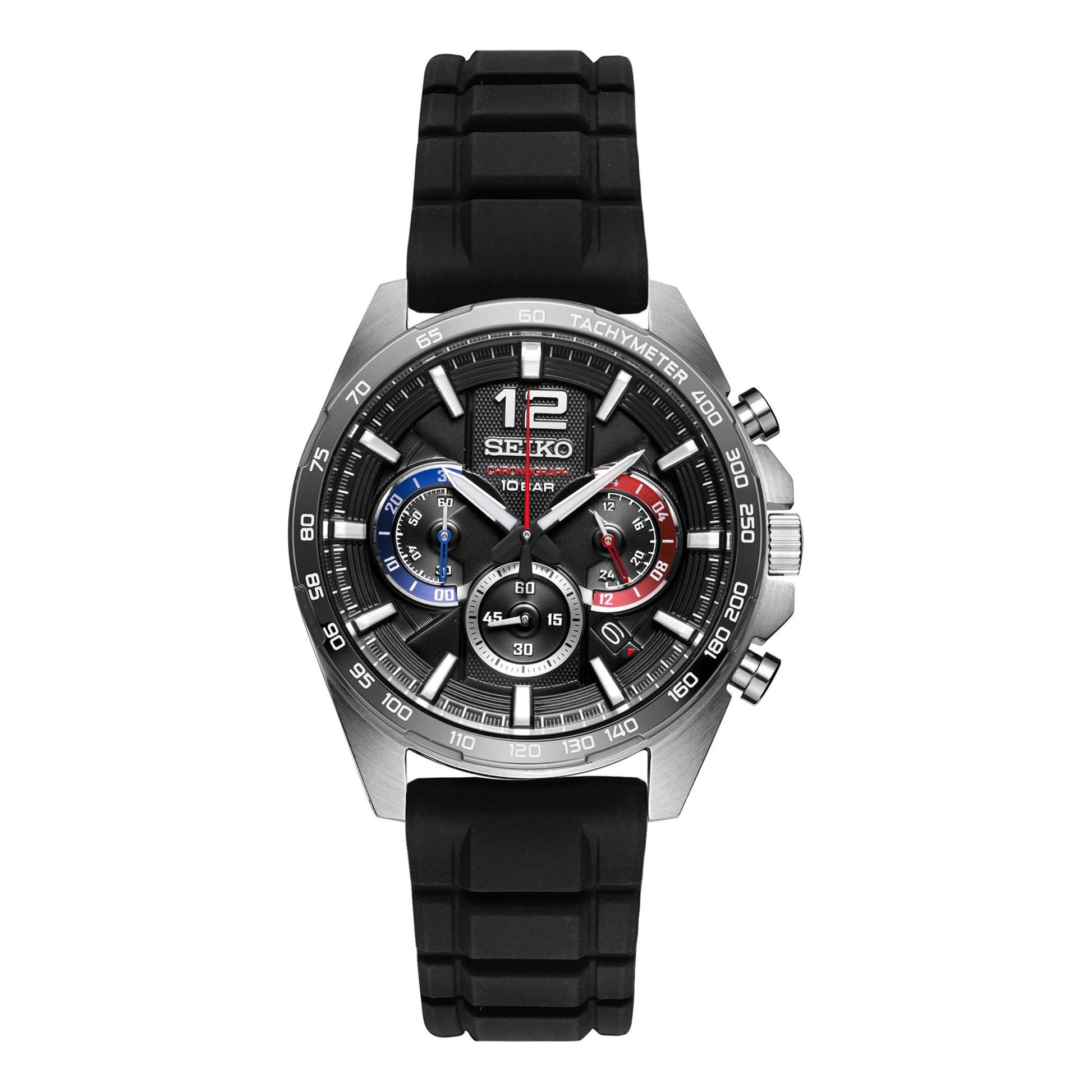 Men's SEIKO Sports waterproof Black Red Blue SSB347P1