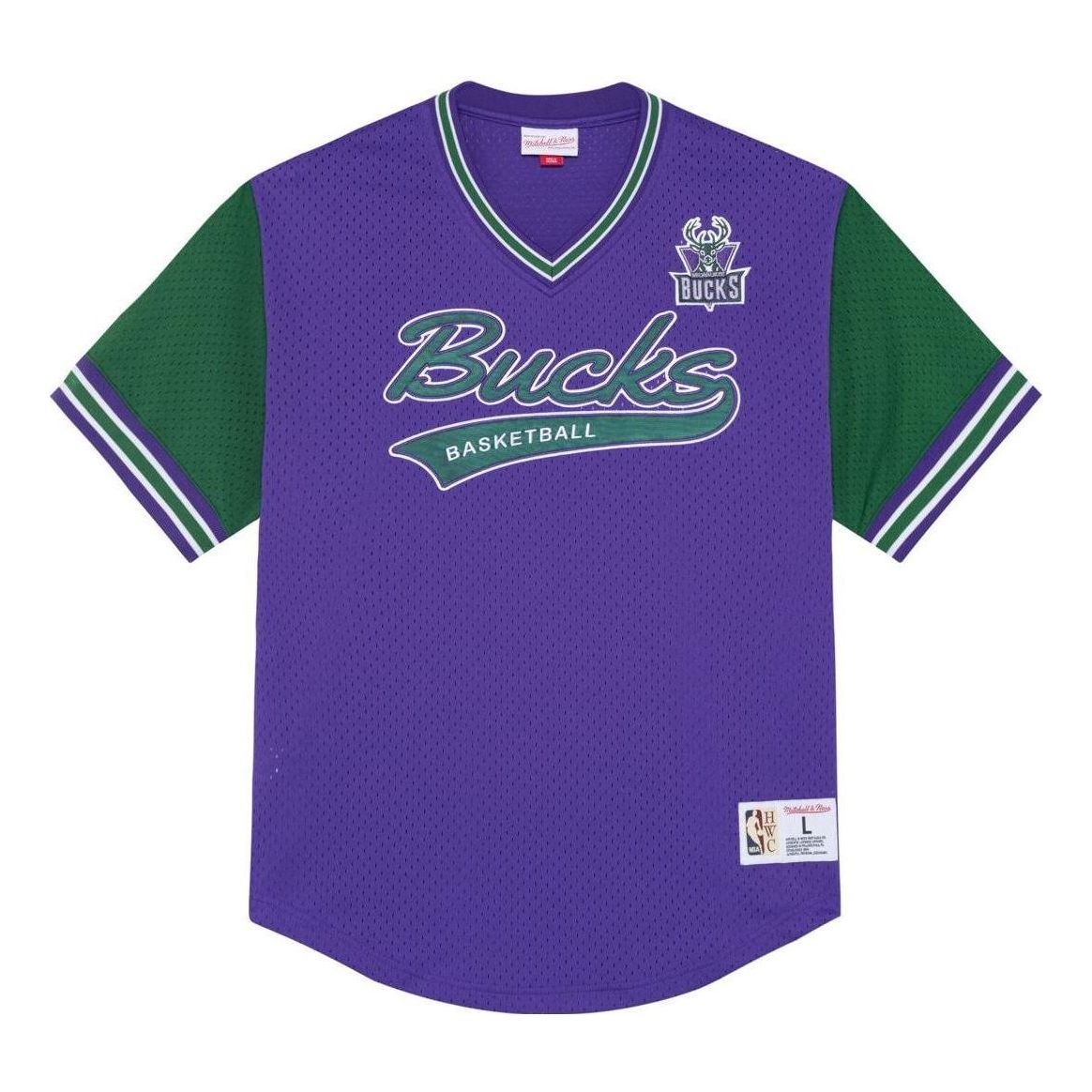 Mitchell & Ness x NBA Milwaukee Bucks MESH V Neck Jersey 'Purple' MSPOAJ19009-MBUPURP