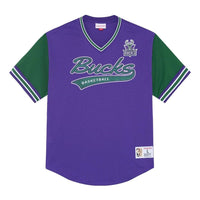 Mitchell & Ness x NBA Milwaukee Bucks MESH V Neck Jersey 'Purple' MSPOAJ19009-MBUPURP