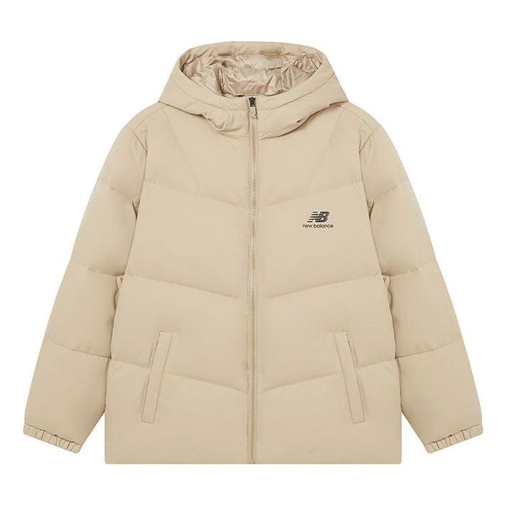 New Balance Logo Print Mid Down Jacket Asia Sizing 'Beige' AMJ23342-INC