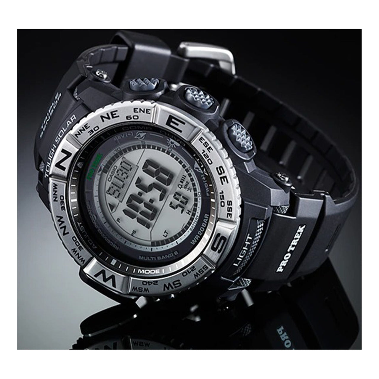 CASIO Solar Powered Waterproof Sports Mens Black Digital PRW-3500-1