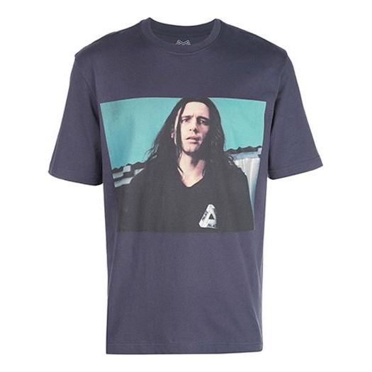Men's PALACE Wise Up Round Neck Short Sleeve Gray Blue P17TS009T