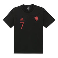 Men's adidas Alphabet Numeric Printing Round Neck Short Sleeve Black T-Shirt IB8358