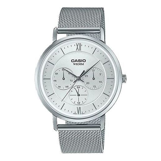 Casio Dress Classic Minimalistic Analog Steel Strap Watch 'Silver White' MTP-B300M-7AV
