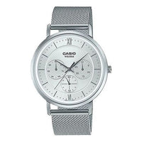Casio Dress Classic Minimalistic Analog Steel Strap Watch 'Silver White' MTP-B300M-7AV