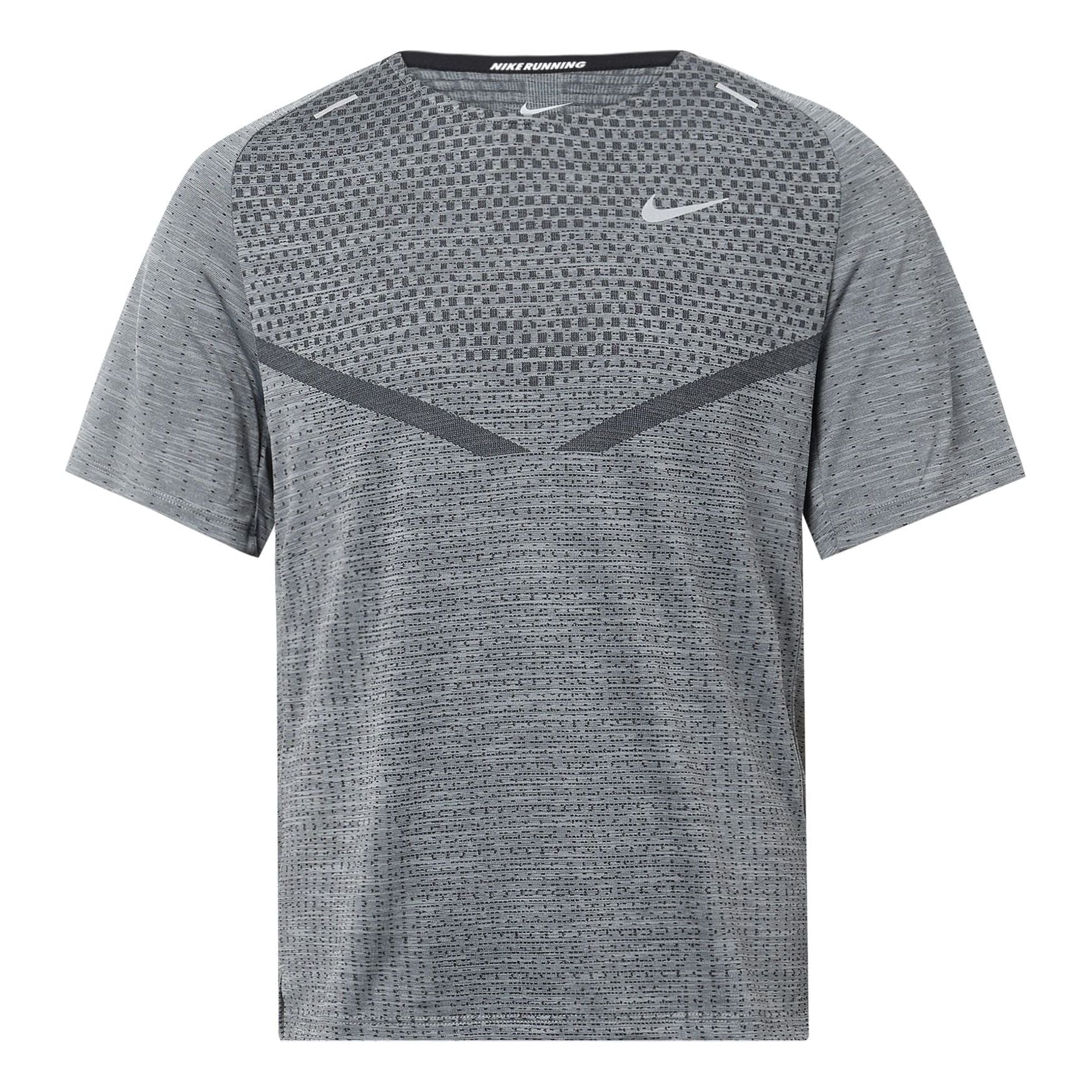 Men's Nike Dri-FIT ADV TechKnit Ultra Solid Color Reflective Running Sports Short Sleeve Gray DM4754-010