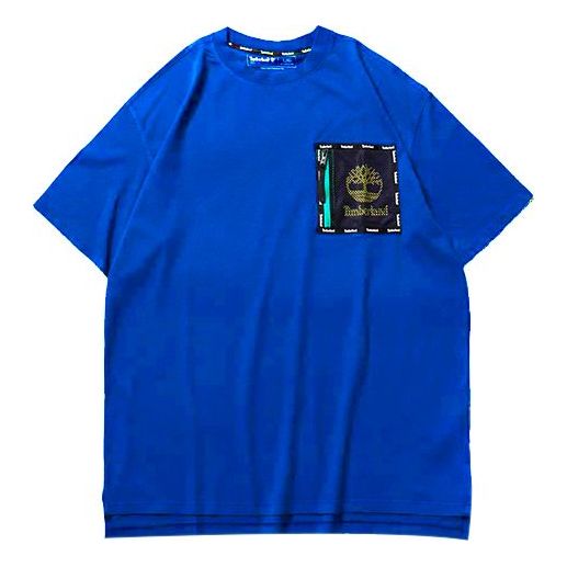 Men's Timberland SS20 Hollow Out Zipper Pocket Printing Short Sleeve Blue A22SN454