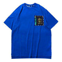 Men's Timberland SS20 Hollow Out Zipper Pocket Printing Short Sleeve Blue A22SN454