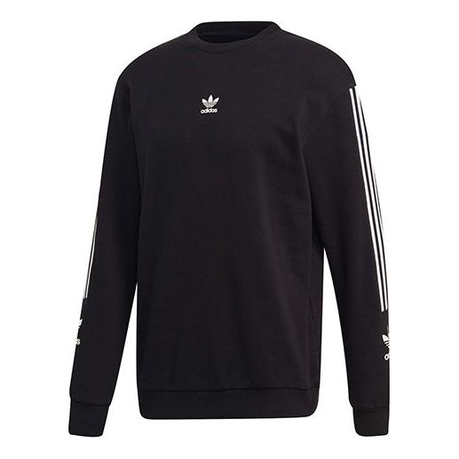 adidas originals Adicllu Crew Logo Printing Sports Round Neck Pullover Black FL8919