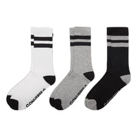 Converse Classic Double Stripe Crew Socks Three Pairs 'White Grey Black' 10024443-A01