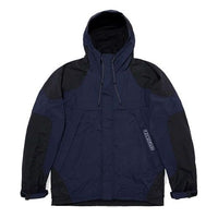 Men's UNDEFEATED Alphabet Printing Splicing Hooded Jacket Navy Blue UNDJK40027DPD