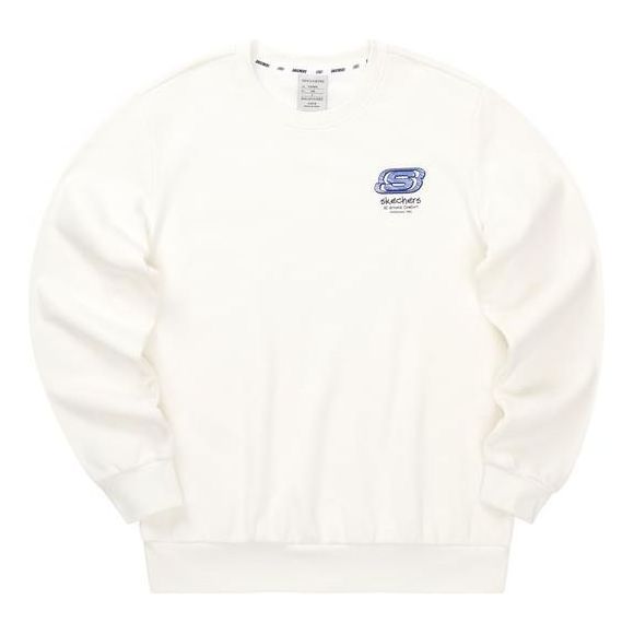 Skechers Casual Letter Printed Crew Knit Pullover Sweatshirt 'White' L322U096-0074