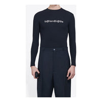 Men's Balenciaga Symbolic Creative Logo Printing Elastic Long Sleeves Black 620966TIV491070