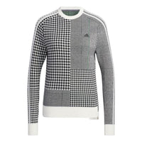 (WMNS) adidas Recycled Polyester Crewneck Check Long Sleeve Sweater Asia Sizing 'White Black' GT3668