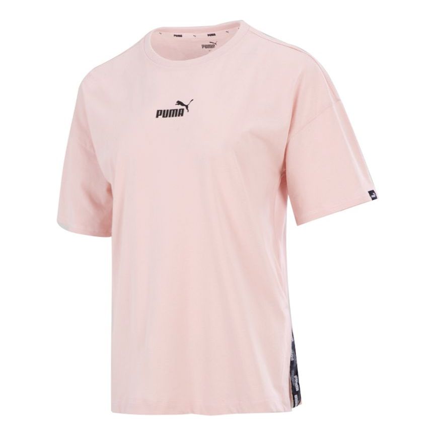 (WMNS) PUMA Power Logo Printing Round Neck Sports Short Sleeve Pink Red 847703-36