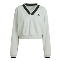 (WMNS) adidas Cropped V-Neck Sweatshirt 'Green' HY5523