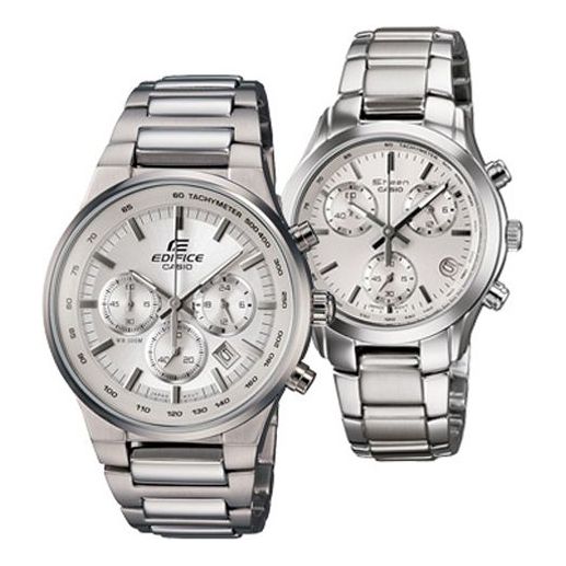 CASIO General EDIFICE & SHEEN Japan / South Korea Fashion Couple White Analog EF-500BP-7A&SHN-5000BP-7A