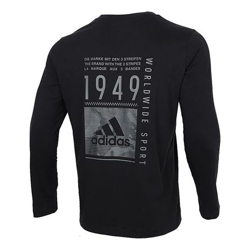 adidas Printed Solid Color Thin Crew Neck Pullover Men's Black GL3231