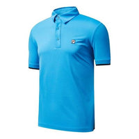FILA ATHLETICS Solid Color Knit Short Sleeve Polo Shirt Blue A11M023153F-RB