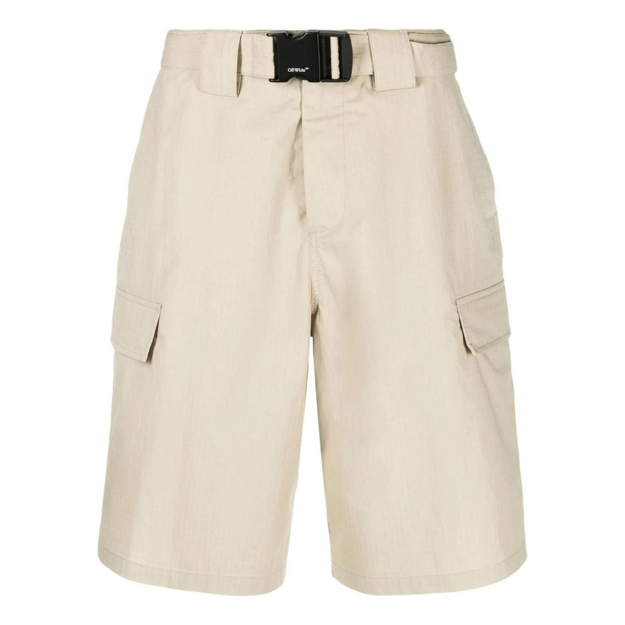 Men's Off-White SS22 Solid Color High Waist Minimalistic Bermuda Shorts Version Beige OMCB059S22FAB0011700
