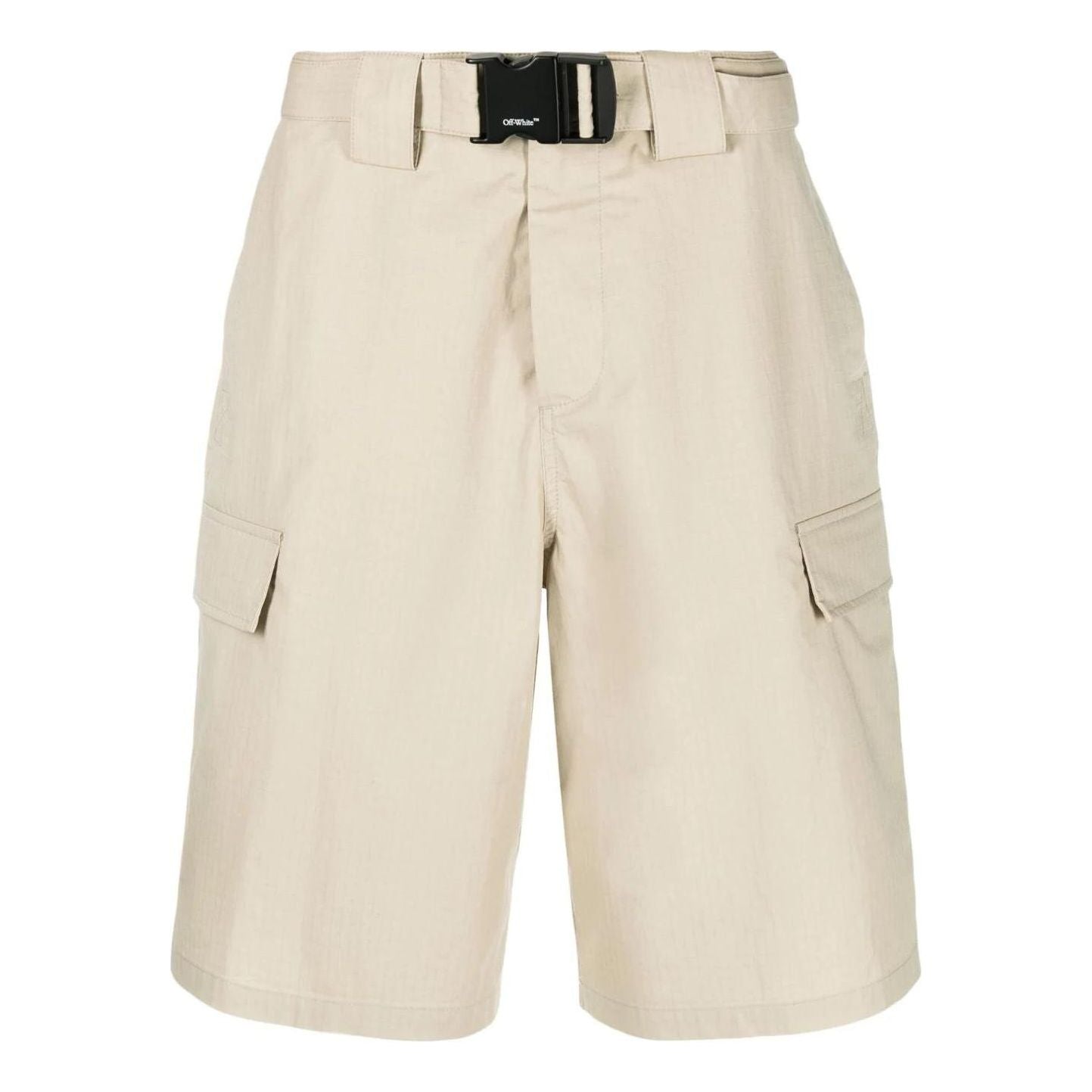 Men's Off-White SS22 Solid Color High Waist Minimalistic Bermuda Shorts Version Beige OMCB059S22FAB0011700