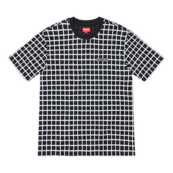 Supreme SS19 Grid Jacquard SS Top Black Logo Tee SUP-SS19-619