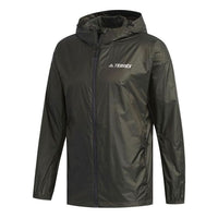 Men's adidas Logo Printing Zipper Hooded Jacket Green EH4976